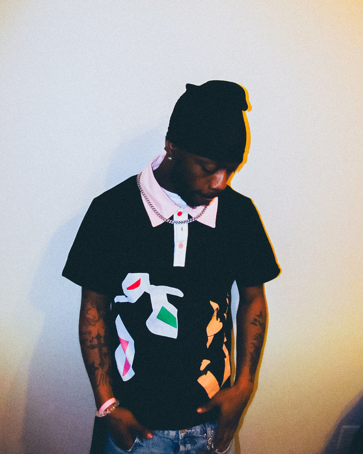 Smoke Graphic Polo Shirt Black