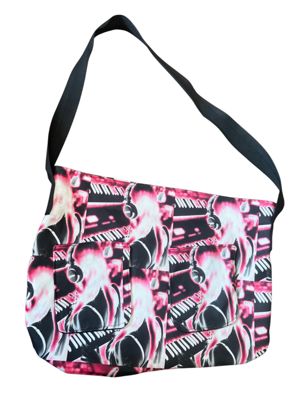 Girl With Headphones Denim Bag