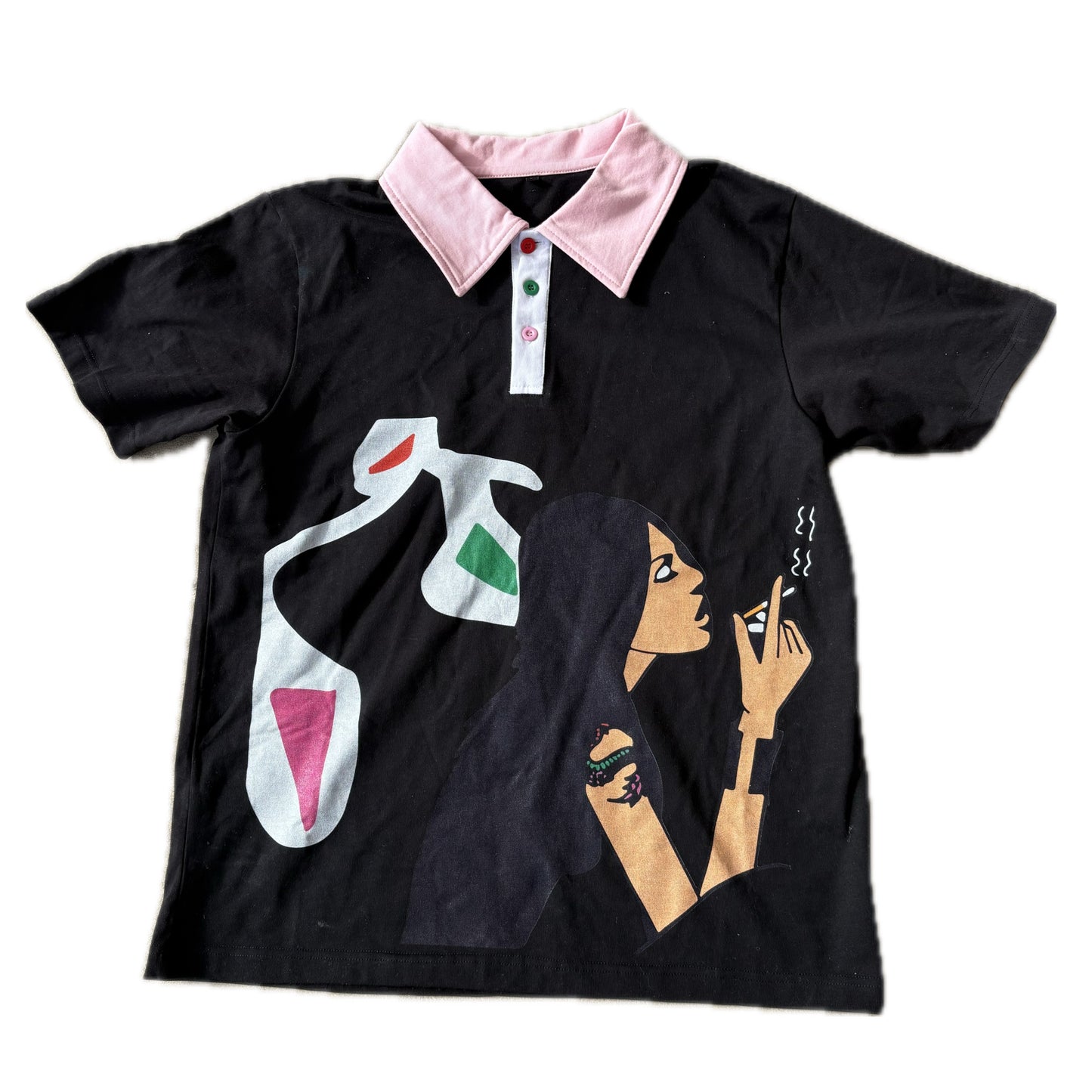 Smoke Graphic Polo Shirt Black