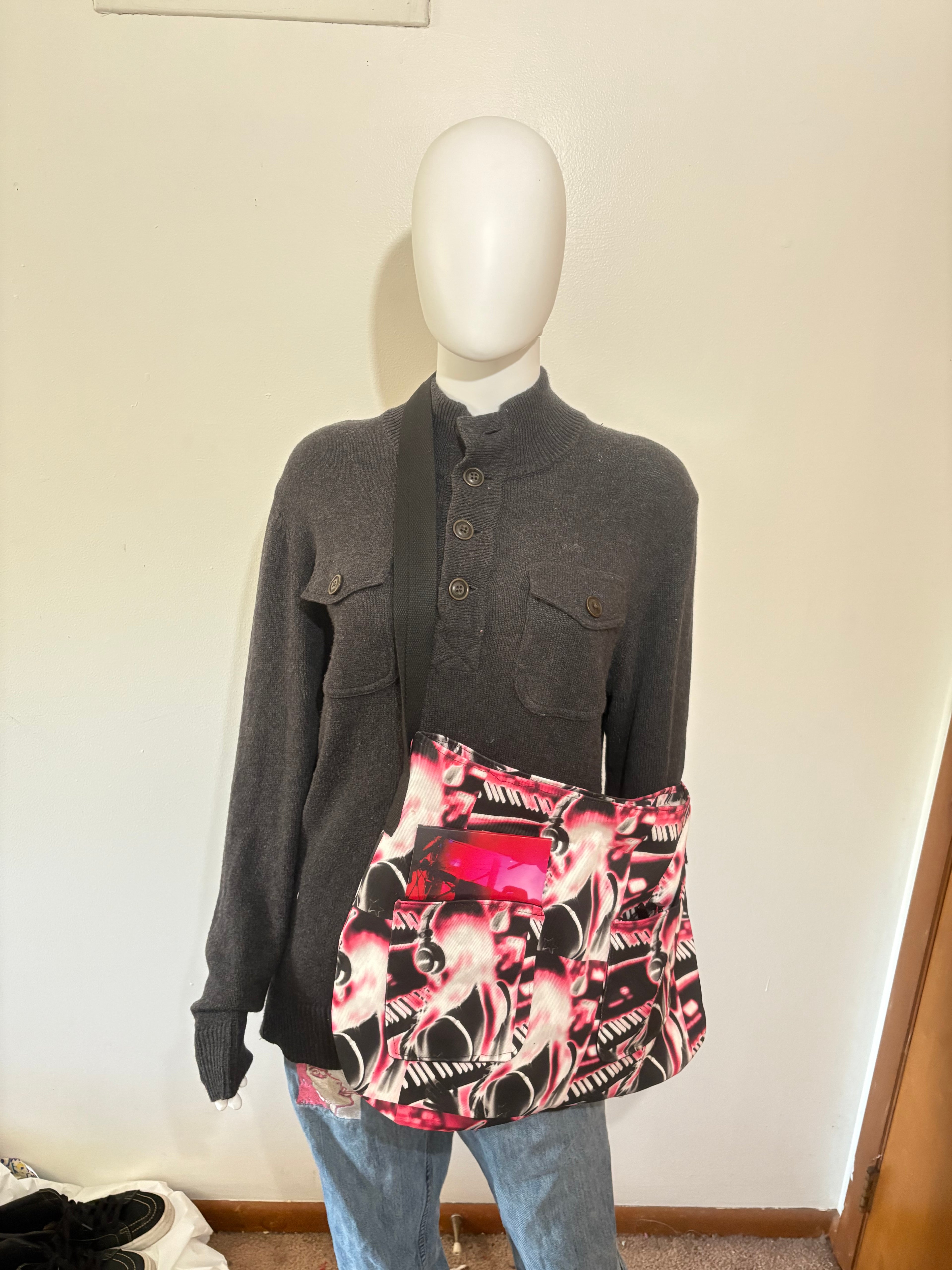 Girl With Headphones Denim Bag
